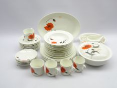 Wedgwood Susie Cooper design dinner service in the Cornpoppy pattern including plates in various