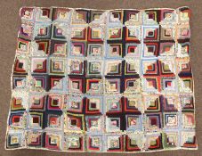 Patchwork quilt in Log Cabin design 170cm x 135cm Condition Report & Further Details