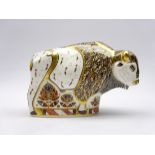 Royal Crown Derby limited edition paperweight 'North American Bison' boxed and with gold stopper,