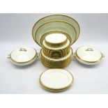 Cauldon china dinner service with Greek key pattern border comprising 12 dinner plates,