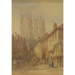 Francis Philip Barraud (British 1824-1901): Petergate, York, watercolour signed 52.5cm x 35.