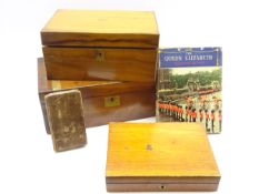Victorian walnut writing box of oblong form with fitted interior and inset writing service L35cm,