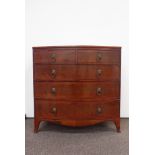 Regency mahogany bow fronted chest of drawers, two short and three long graduating drawers,