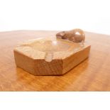 'Mouseman' Yorkshire oak ashtray by Robert Thompson of Kilburn, with carved mouse signature,