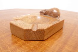 'Mouseman' Yorkshire oak ashtray by Robert Thompson of Kilburn, with carved mouse signature,