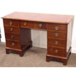 Georgian style mahogany twin pedestal writing desk,