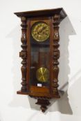 Early 20th century walnut cased Vienna style wall clock,