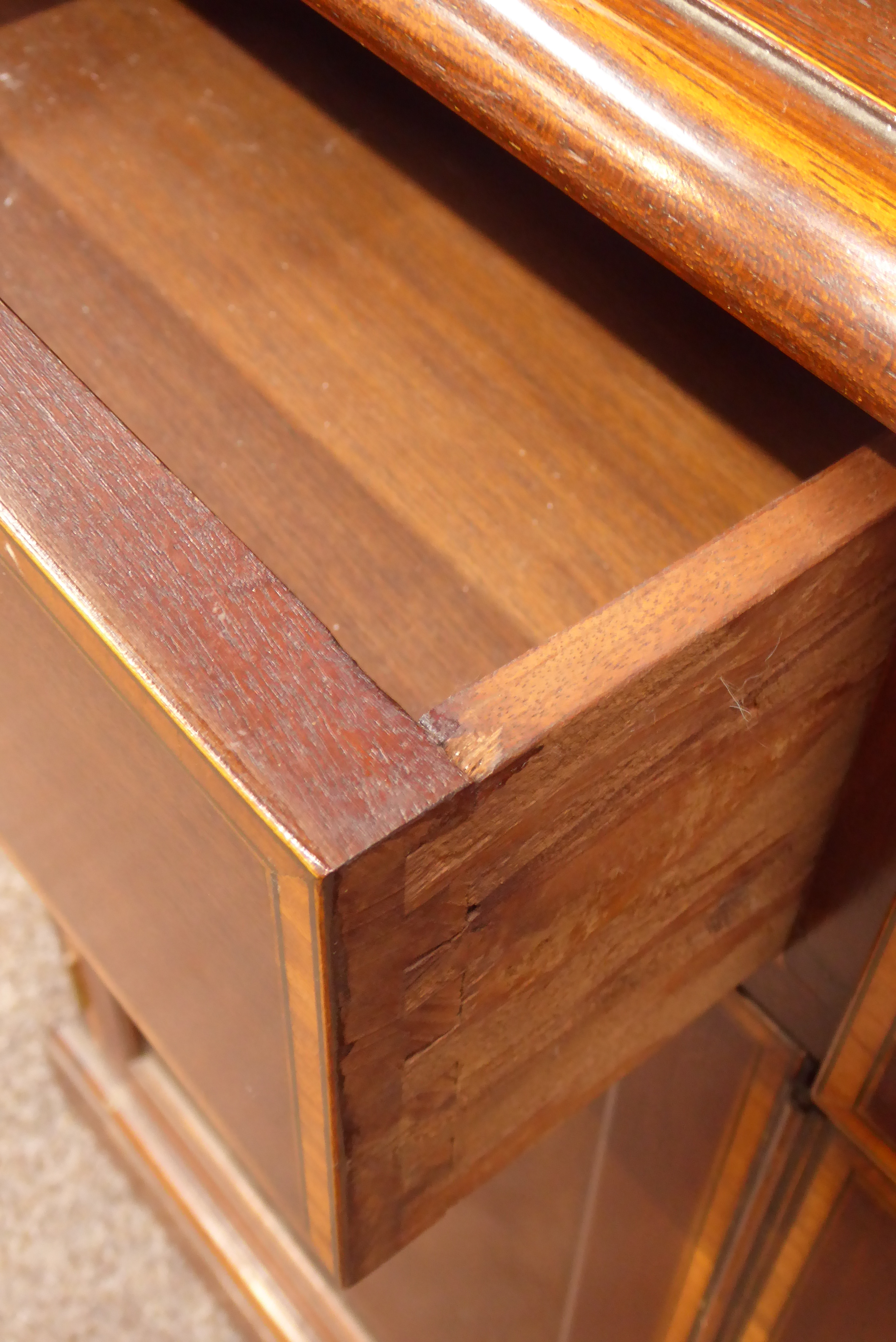 Edwardian mahogany break front bookcase on cupboard, - Image 4 of 4