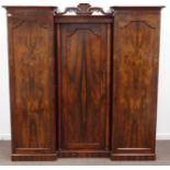 Early 19th century rosewood inverted breakfront triple wardrobe,