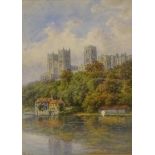 George Fall (British 1848-1925): Durham Cathedral from the River Wear, watercolour signed 19.