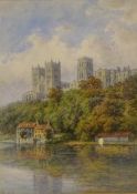 George Fall (British 1848-1925): Durham Cathedral from the River Wear, watercolour signed 19.