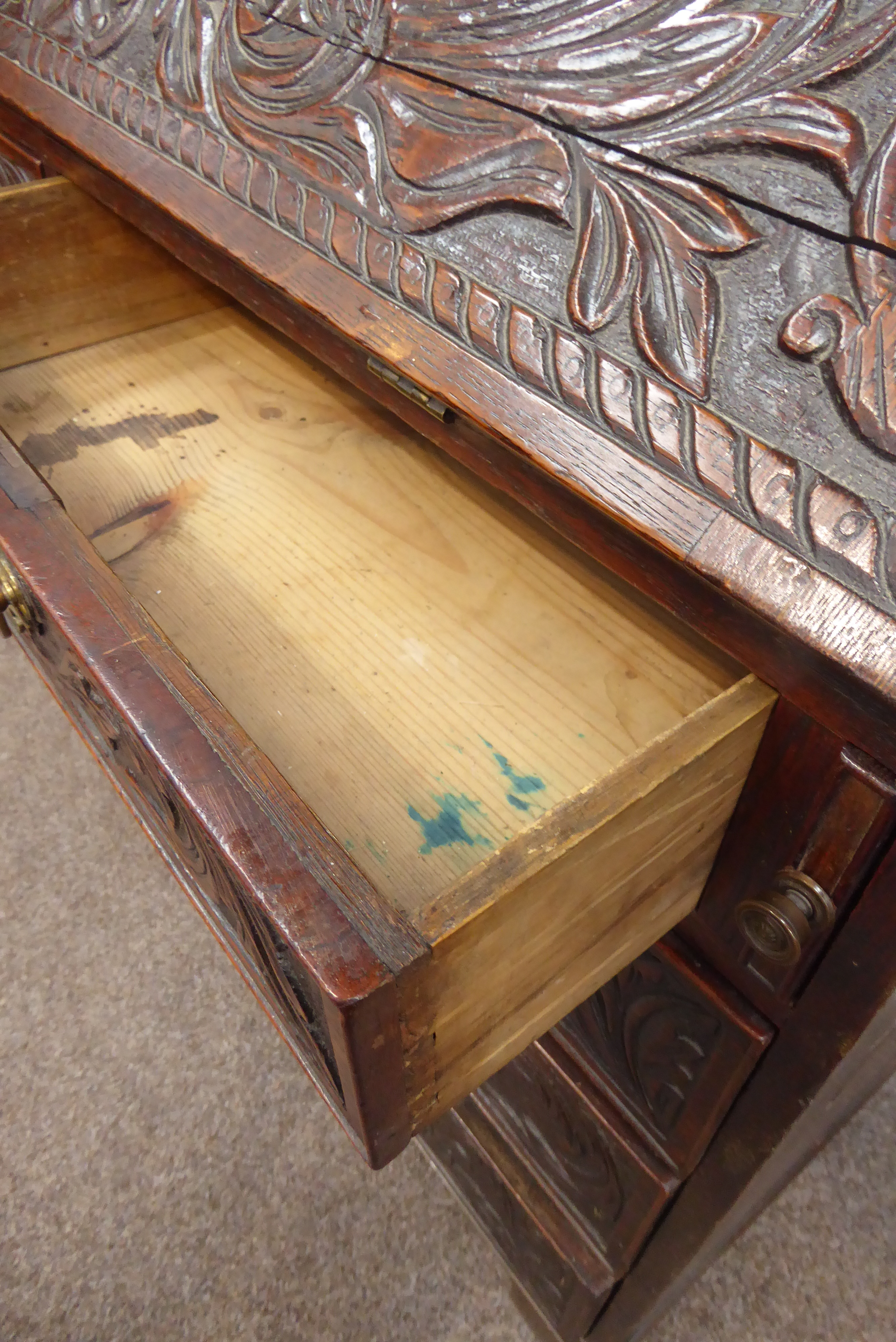 18th century oak bureau bookcase, - Image 3 of 4