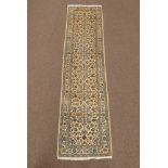 Persian Kashan beige ground runner rug,