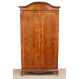 Early 20th century Queen Anne style walnut wardrobe,