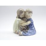 Royal Copenhagen group of 2 children holding a puppy No 707 H15cm Condition Report &