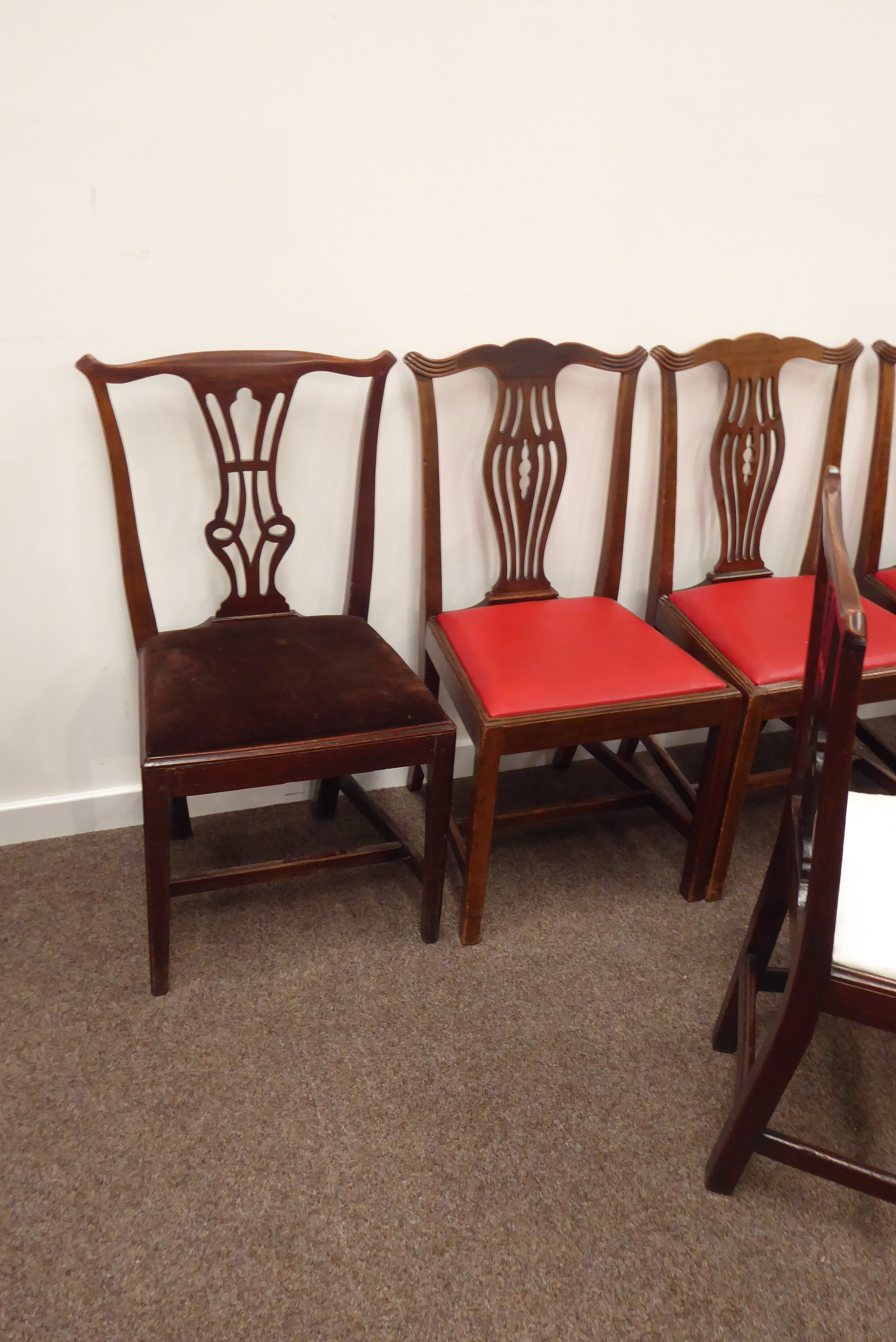 Set four Georgian mahogany Chippendale design dining chairs, shaped and reeded cresting rail, - Image 2 of 2