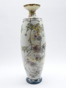 20th Century Oriental oviform vase with panels of flowers on a pale blue ground H55cm