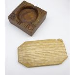 'Rabbitman' Yorkshire oak cheese board sample, of hexagonal form with adzed finish,