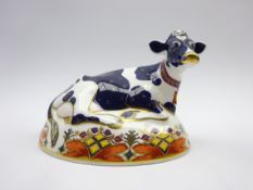 Royal Crown Derby paperweight Friesian Cow - Buttercup' boxed and with gold stopper