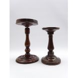 Small 19th Century mahogany stand with adjustable column H18cm and another H21cm