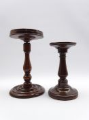 Small 19th Century mahogany stand with adjustable column H18cm and another H21cm