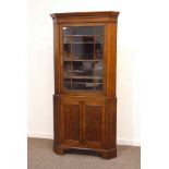 Georgian style oak floor standing corner display cabinet,