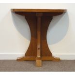 'Mouseman' Yorkshire oak half round console hall table by Robert Thompson of Kilburn,