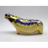 Royal Crown Derby limited edition paperweight 'Hippopotamus' gold signature edition No 1000/2500
