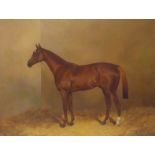 Henry Frederick Lucas Lucas (1848-1943): 'Punctual' horse portrait chestnut gelding, oil on canvas,