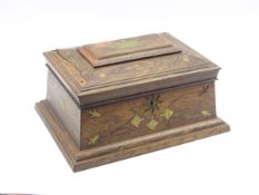 Early 19th Century rosewood and brass inlaid humidor with cigar cutter (W39cm) Condition