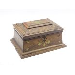 Early 19th Century rosewood and brass inlaid humidor with cigar cutter (W39cm) Condition