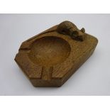 'Mouseman' Yorkshire oak ash tray by Robert Thompson of Kilburn, carved with mouse signature,