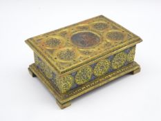 Early 20th Century carved and gilded box with a painted panel of a lady gazing out to sea