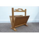 'Mouseman' magazine rack by Robert Thompson of Kilburn, carry handle to top, octagonal supports,