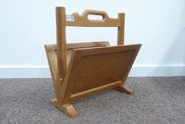 'Mouseman' magazine rack by Robert Thompson of Kilburn, carry handle to top, octagonal supports,