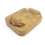 'Mouseman' Yorkshire oak ash tray by Robert Thompson of Kilburn, carved with mouse signature,