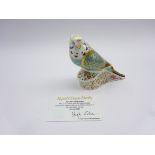 Royal Crown Derby limited edition paperweight 'Sky Blue Budgerigar' No 314/1000, with certificate,