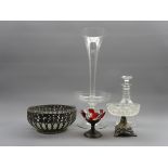 Glass table centrepiece, decanter,