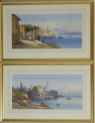 Frank Catano (Italian fl. 1880-1920): Continental Town by a Lake, two watercolours signed 29.