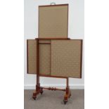 Early Victorian walnut framed screen, central aperture containing three sliding screens,