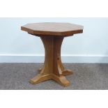 'Mouseman' Yorkshire oak octagonal occasional table by Robert Thompson of Kilburn,