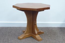 'Mouseman' Yorkshire oak octagonal occasional table by Robert Thompson of Kilburn,