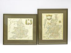 Robert Morden - 18th Century hand coloured map of England 37cm x 42cm and another of Scotland 43cm