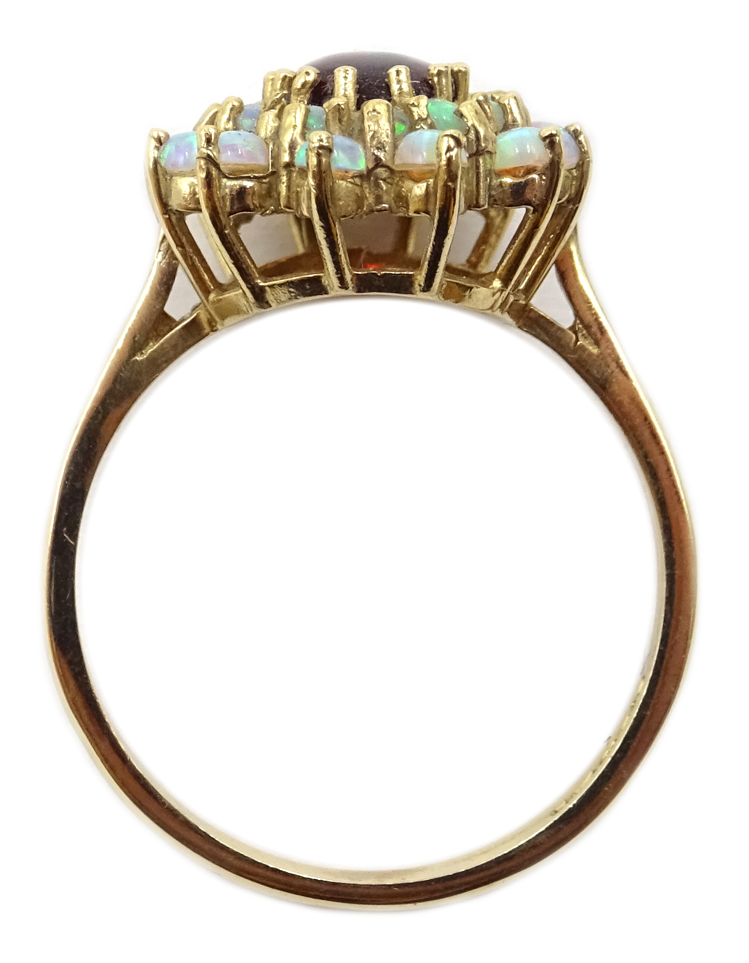 9ct gold opal and garnet cluster ring, - Image 3 of 3