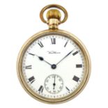 Waltham Traveller gold-plated top wound pocket watch no.
