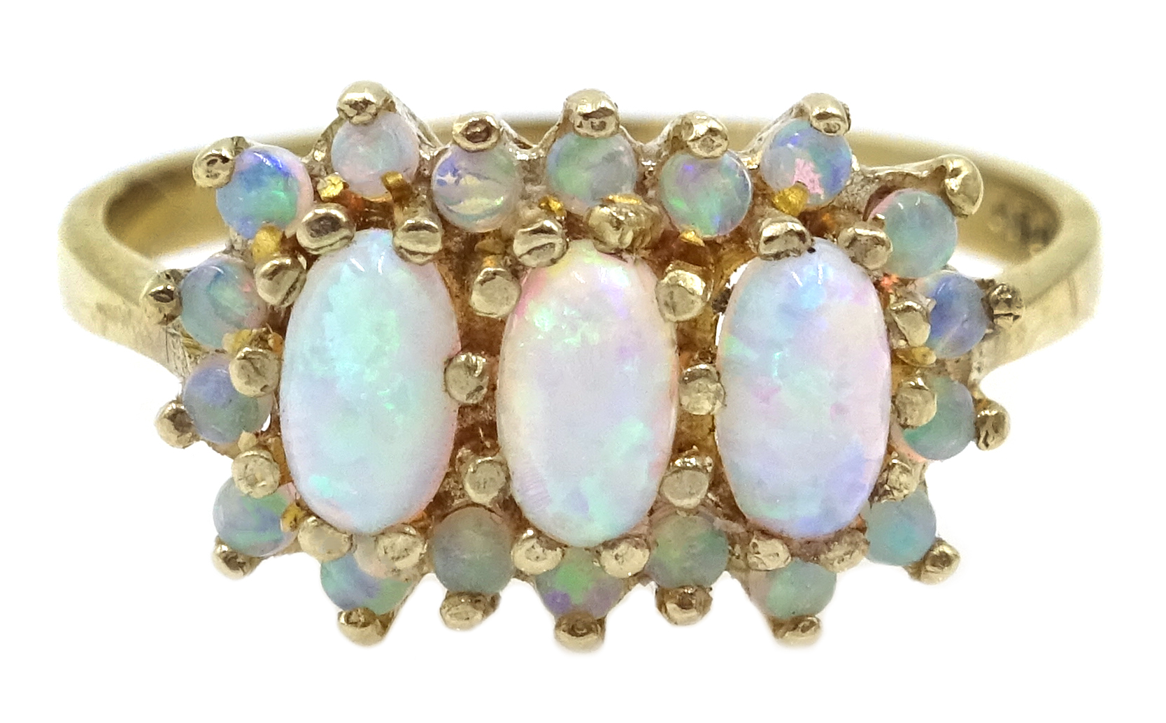 9ct gold opal cluster ring, hallmarked Condition Report & Further Details Approx 2.