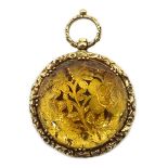 George IV circular gold citrine vinaigrette, the faceted citrine mounted in the lid,