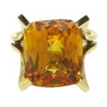 Orange synthetic corundum gold ring,