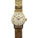 Omega 9ct gold ladies manual wind bracelet wristwatch,