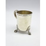 Edwardian silver mug with loop handle and claw and ball feet H9cm London 1909 Maker Hutton & Sons 5.